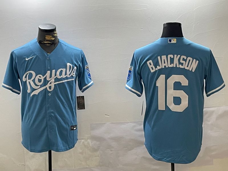 Men Kansas City Royals #16 B.Jackson Light Blue Game 2024 Nike MLB Jersey style 1->kansas city royals->MLB Jersey